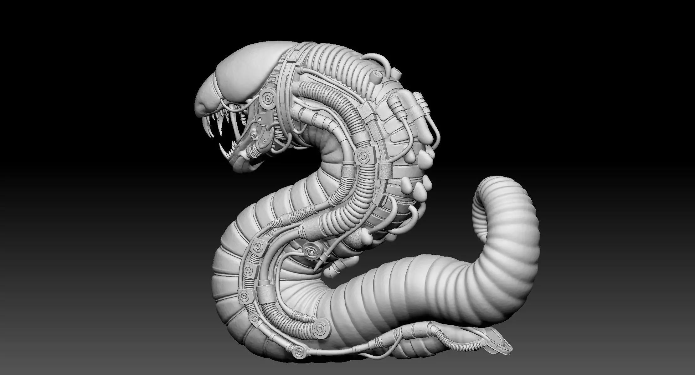 Mecha Worm Creature High-Detail SciFi 3D Printable Model 3D print model_4