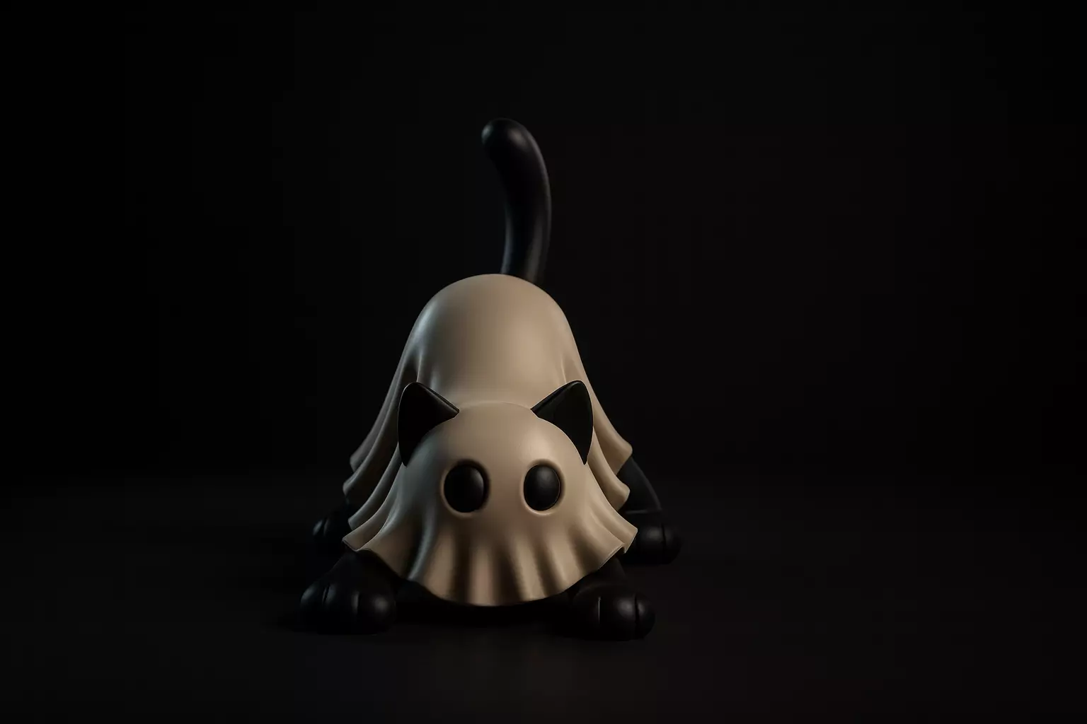 Cute Cat Ghost Figurine Halloween Cat Decor Adorable Kitty 3D print model