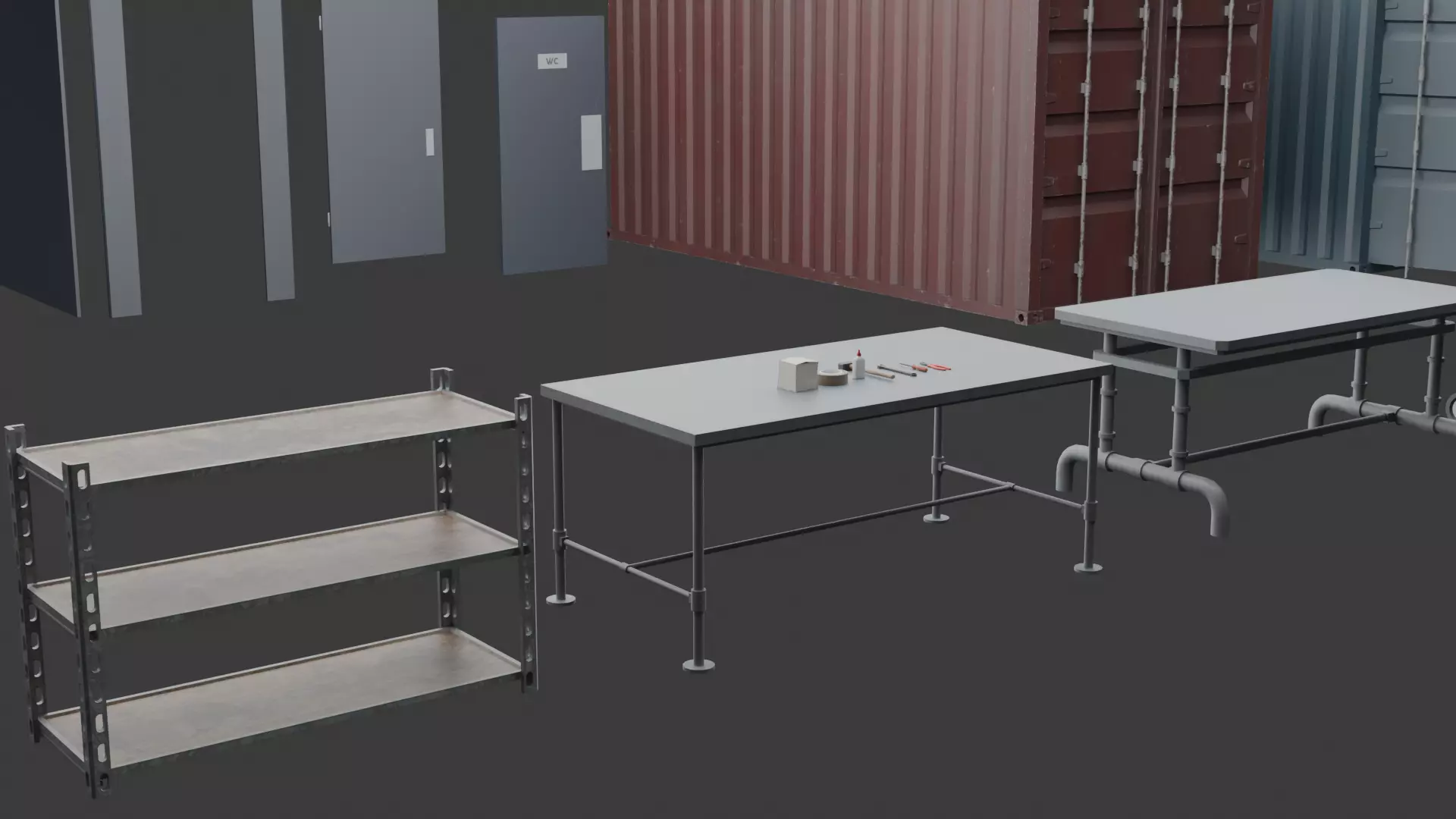 Construction and Industrial Props Pack Optimized GameReady Low-poly 3D model_8