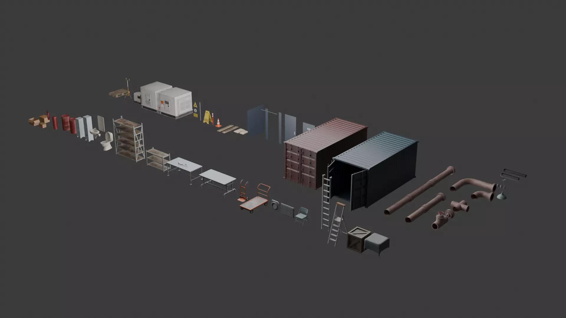 Construction and Industrial Props Pack Optimized GameReady Low-poly 3D model_6