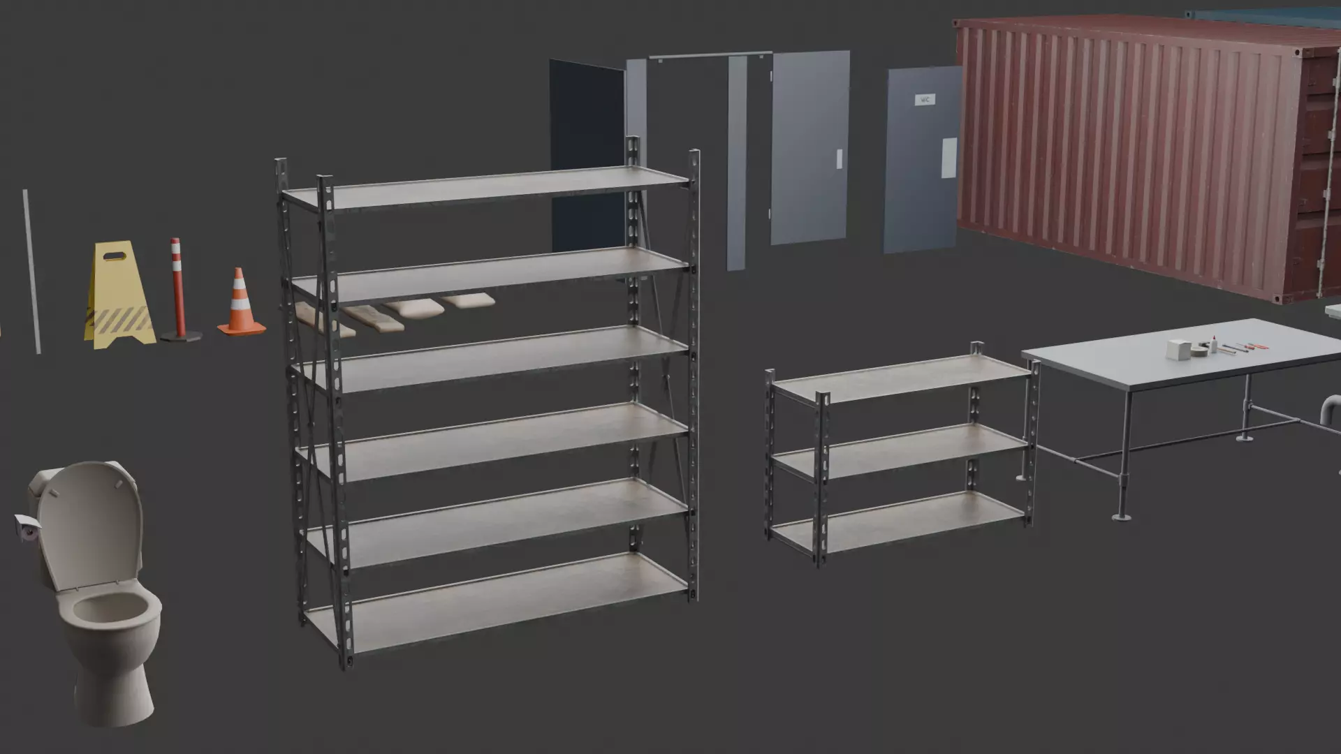 Construction and Industrial Props Pack Optimized GameReady Low-poly 3D model_7