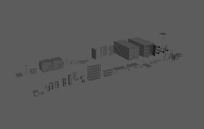 Construction and Industrial Props Pack Optimized GameReady Low-poly 3D model_11