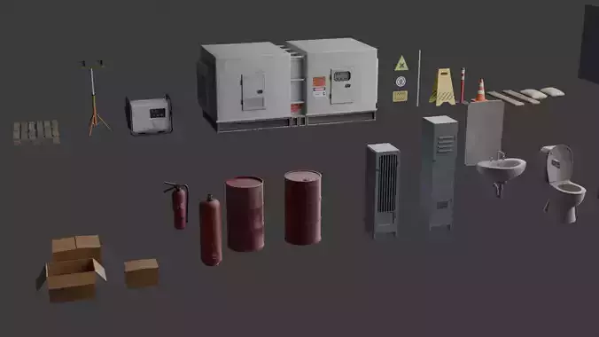 Construction and Industrial Props Pack Optimized GameReady