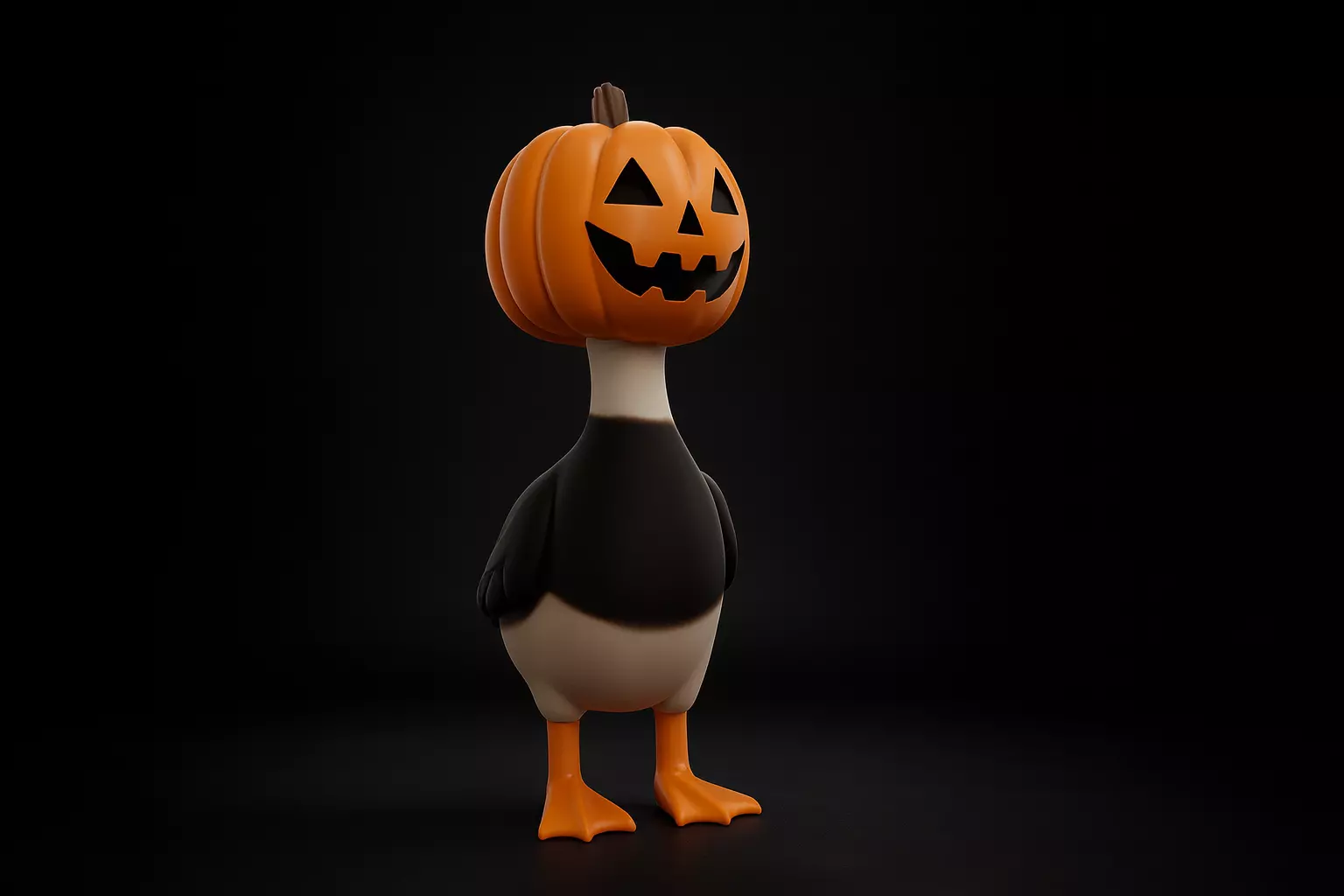 Halloween Pumpkin Goose Spooky Goose with Jack OLantern Head 3D print model