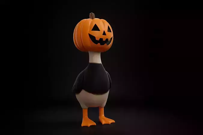 Halloween Pumpkin Goose Spooky Goose with Jack OLantern Head