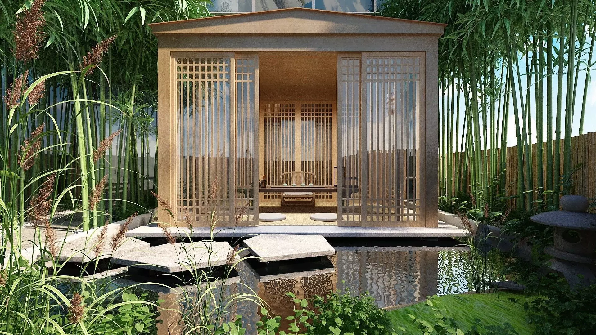 Wooden Gazebo 3D model_2