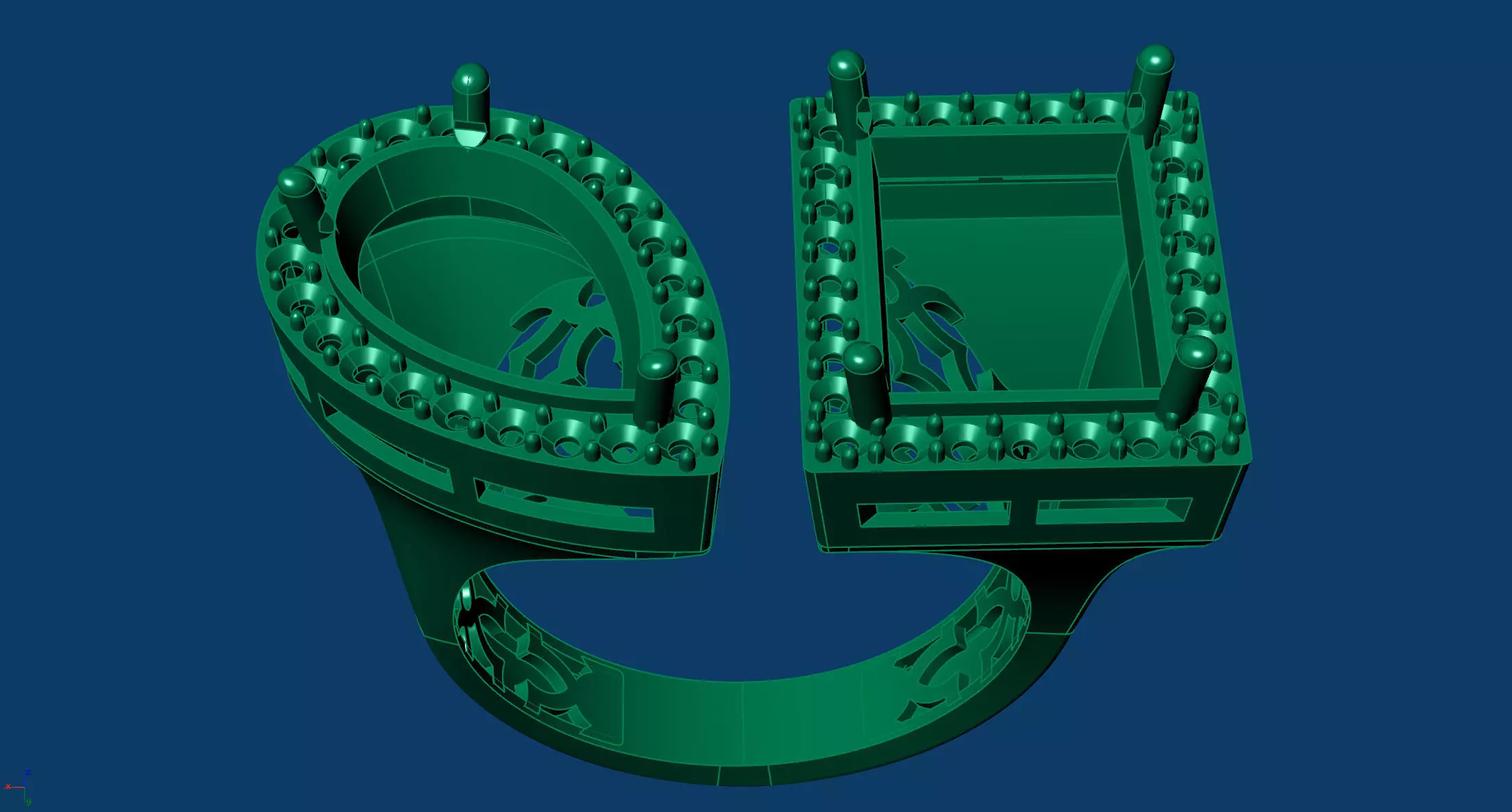 Women Gemstone Ring Tear Drop Rectangle 3D Model 3D print model_10