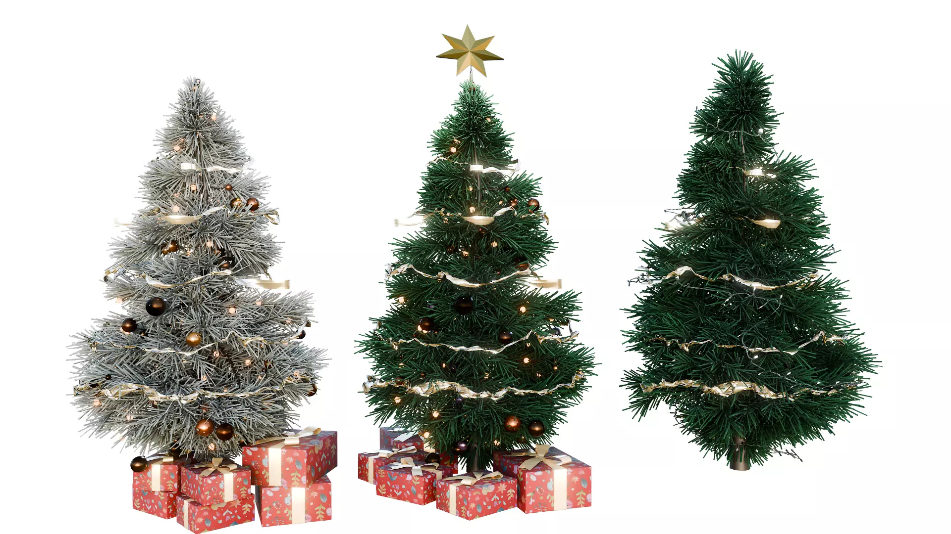 Christmas Trees Low-poly 3D model_0