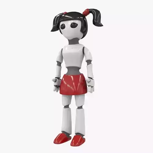 Robot Girl Low-poly 3D model
