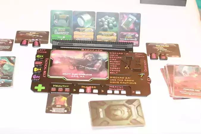 Nemesis Retaliation 6th player character board and backpack