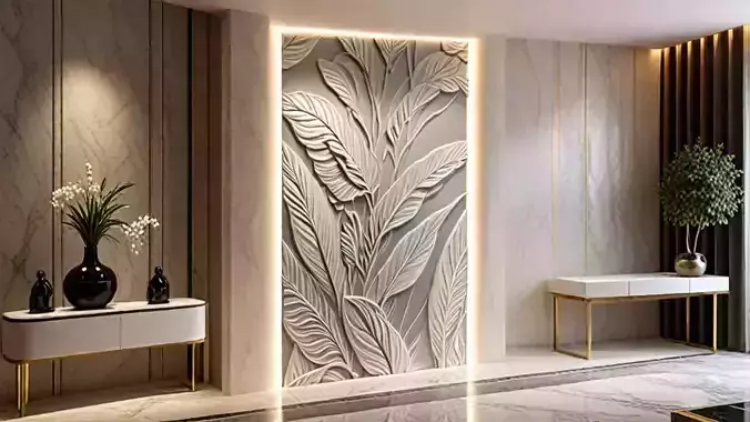 modern panel wall decor set relief stl mural CNC 252