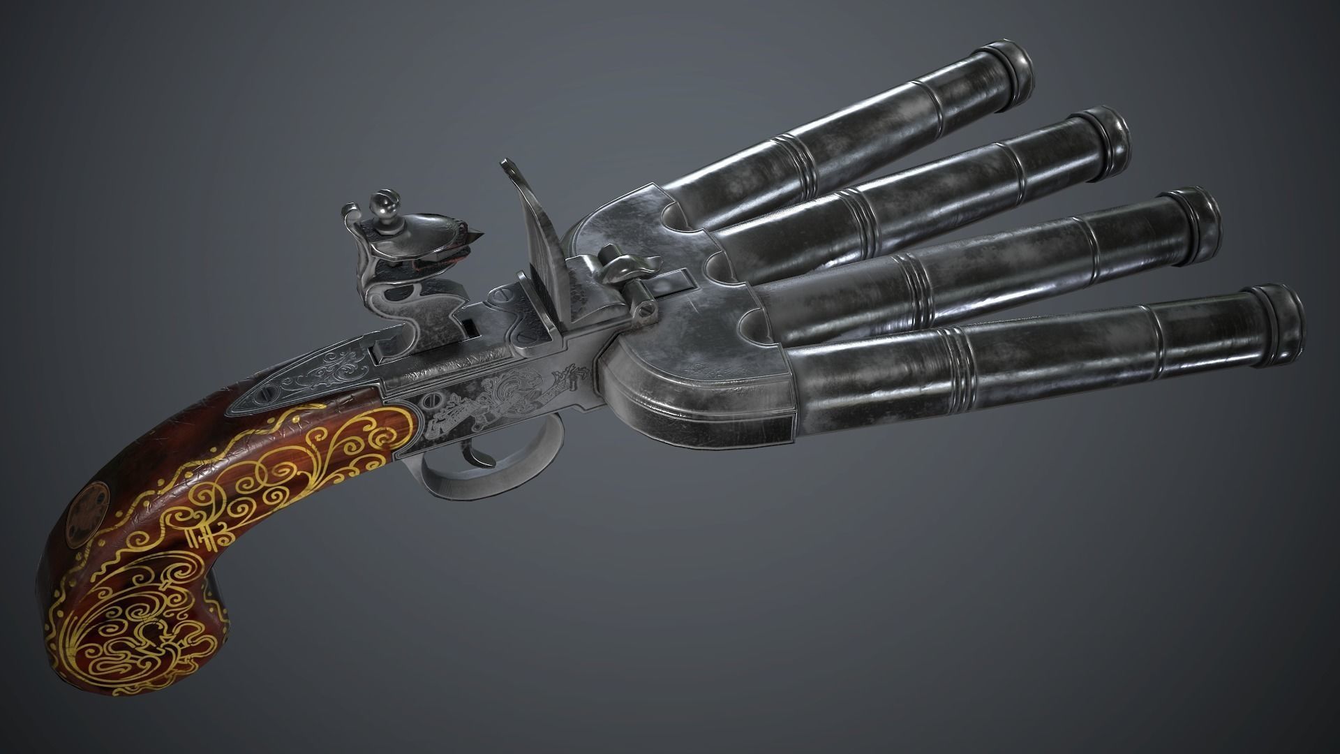 Flintlock Assault Pistol - model and textures Low-poly 3D model_2