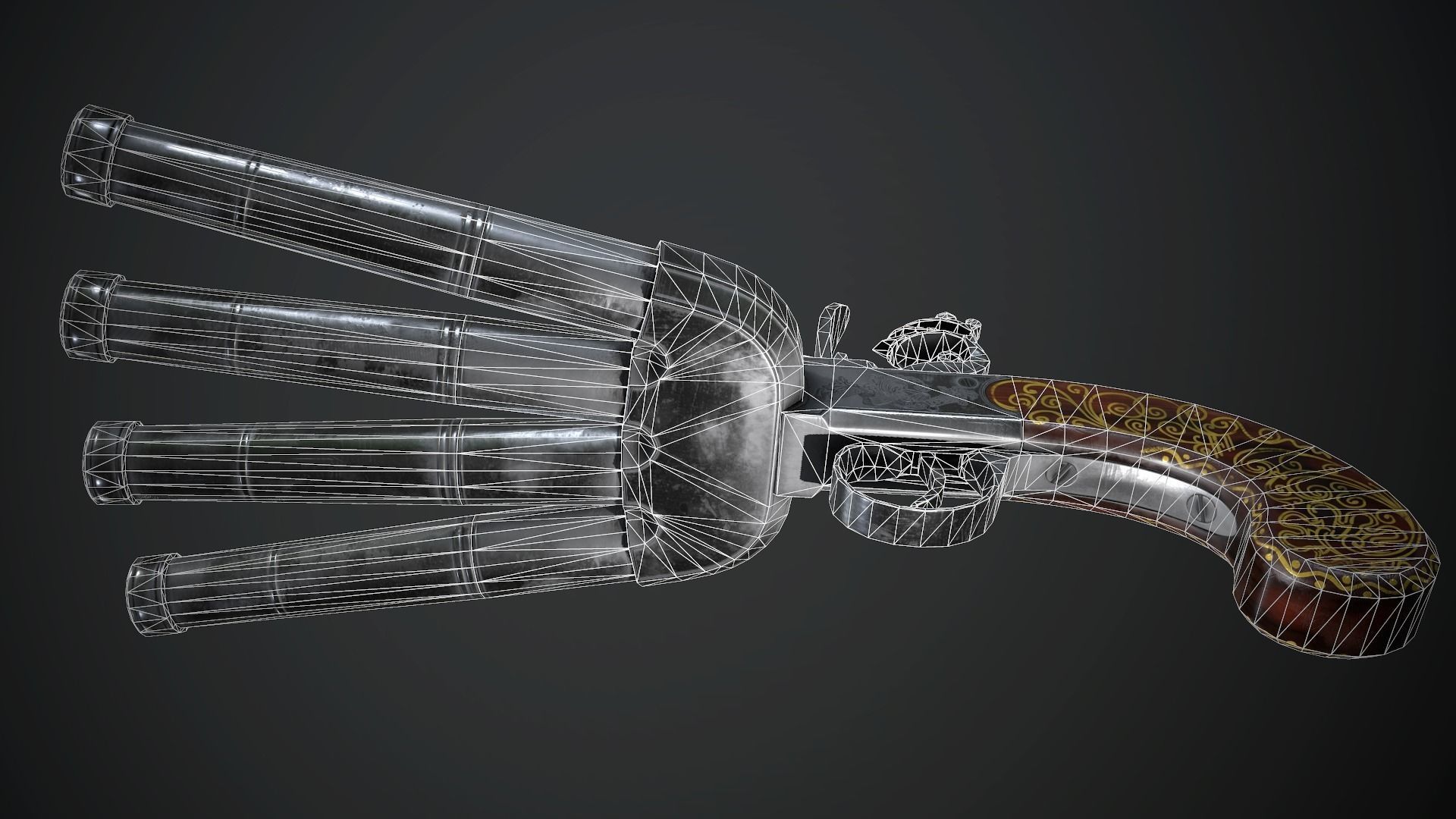 Flintlock Assault Pistol - model and textures Low-poly 3D model_8