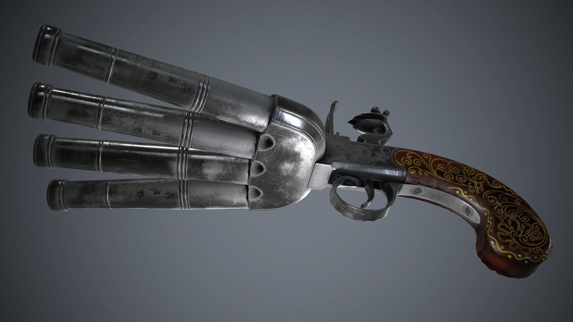 Flintlock Assault Pistol - model and textures Low-poly 3D model_4