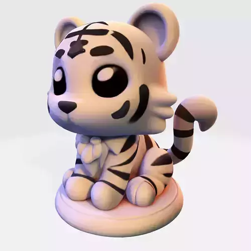 LowPoly White Tiger Cub 3D print model