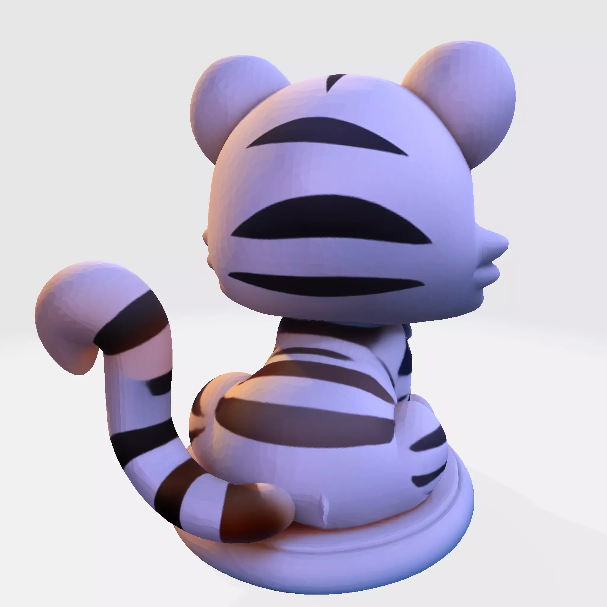 LowPoly White Tiger Cub 3D print model_4