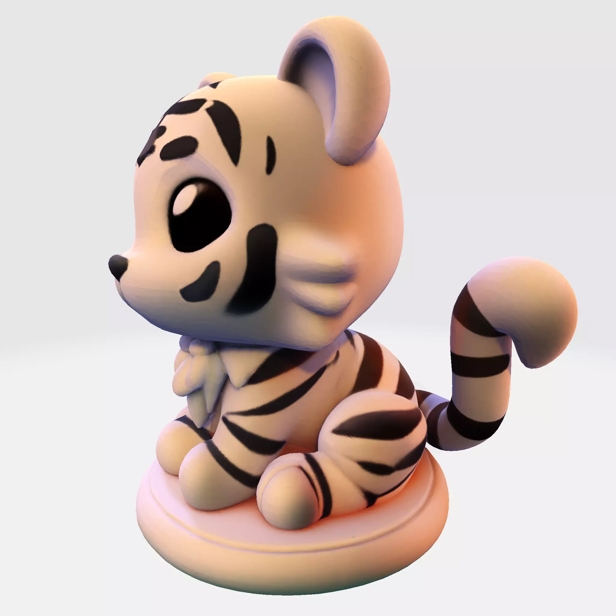LowPoly White Tiger Cub 3D print model_1