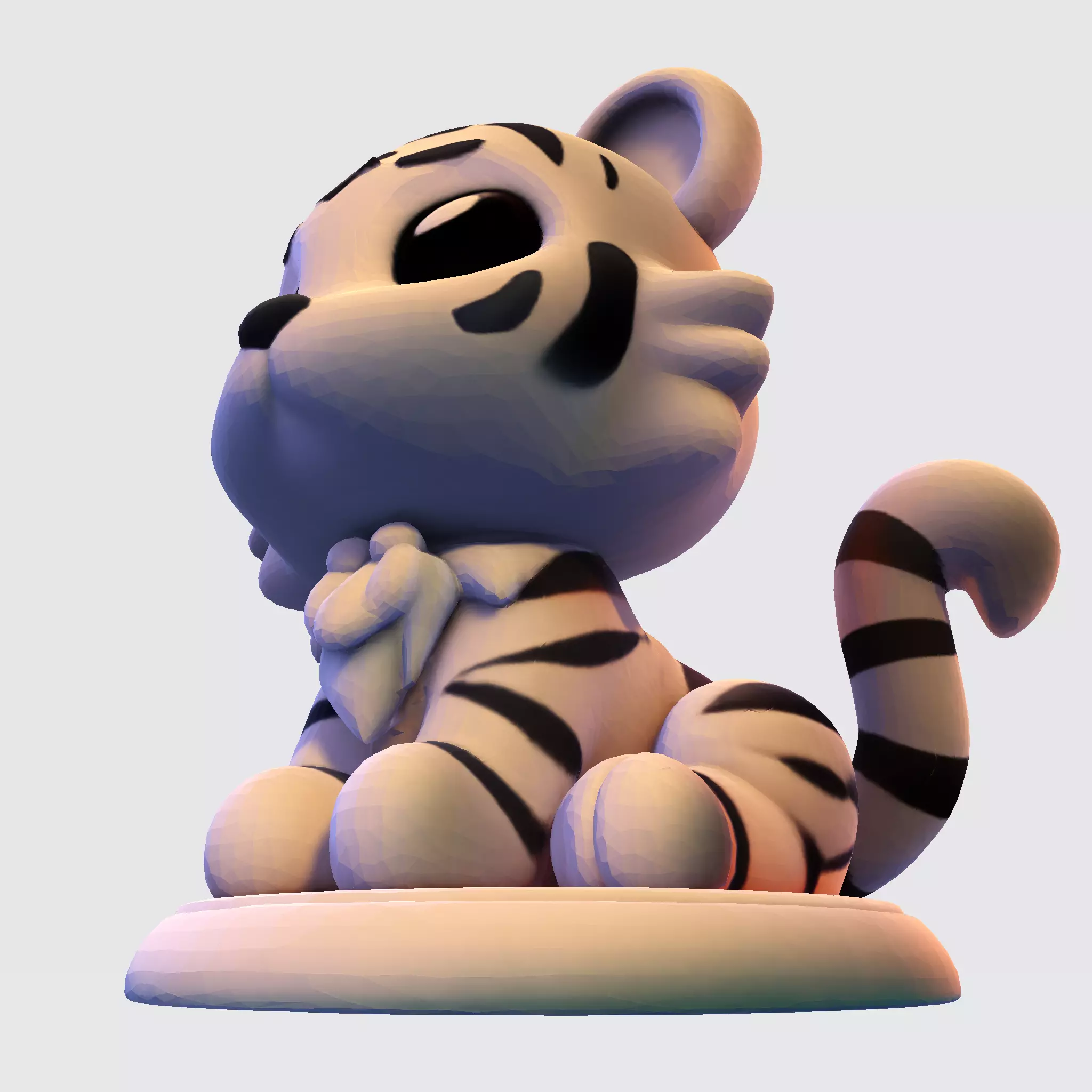 LowPoly White Tiger Cub 3D print model_10