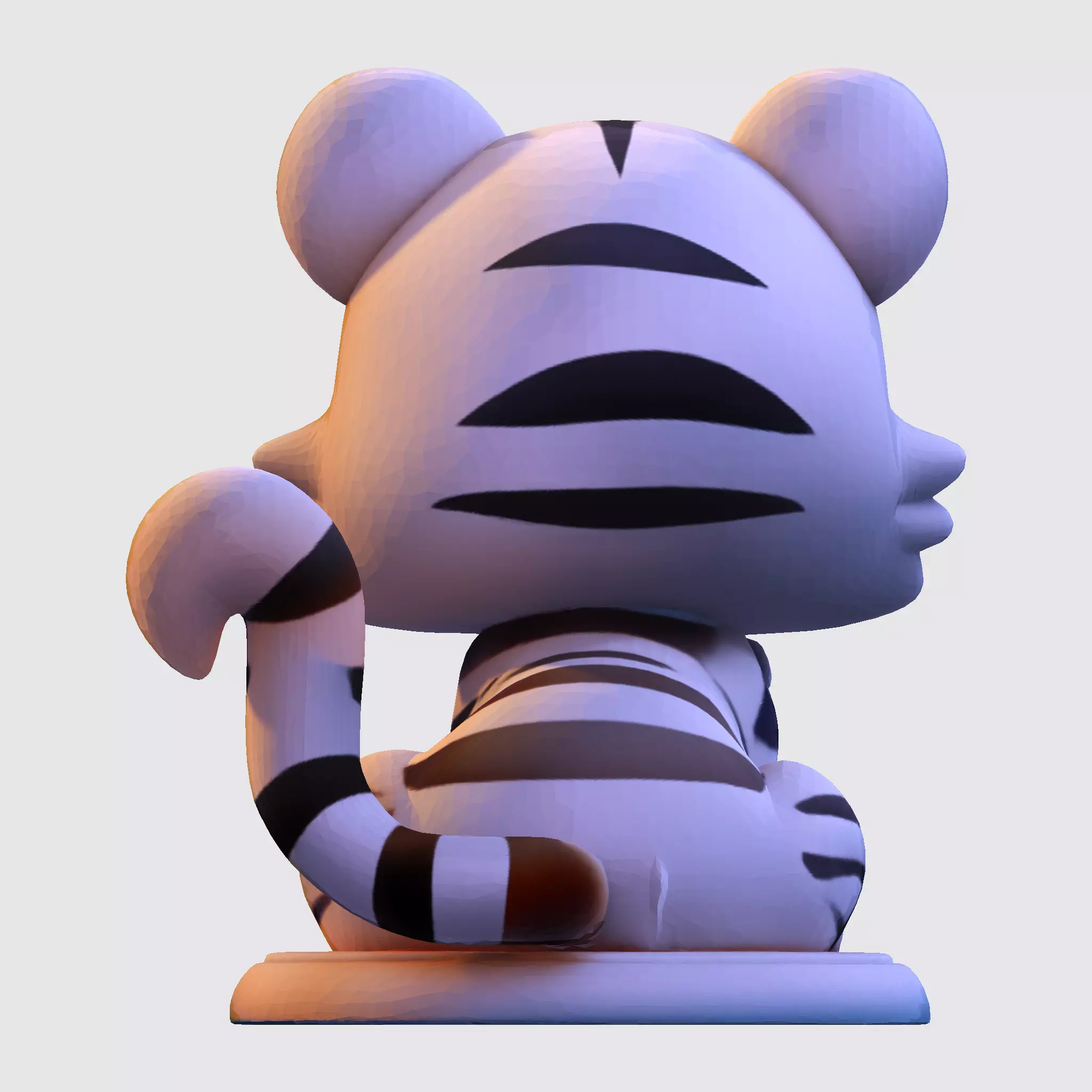 LowPoly White Tiger Cub 3D print model_17