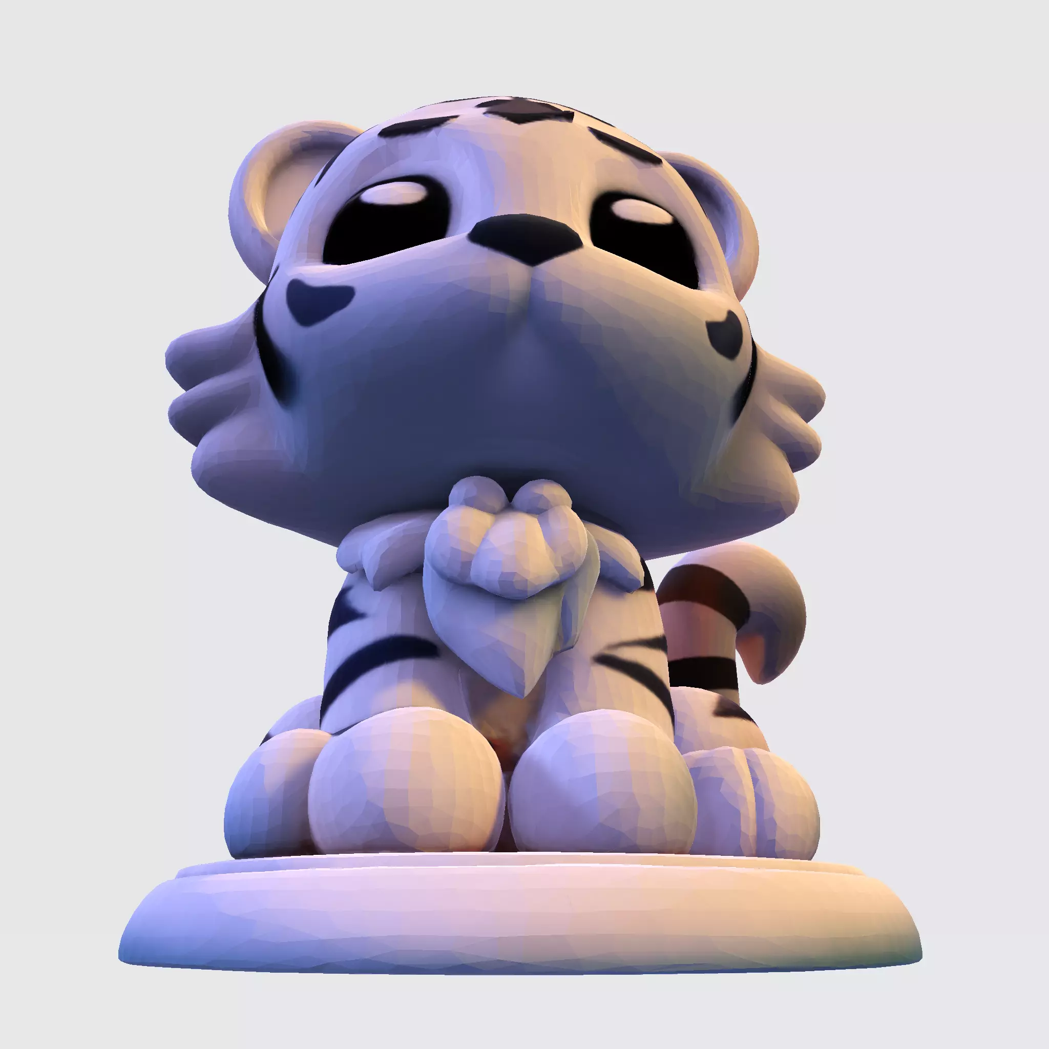 LowPoly White Tiger Cub 3D print model_9