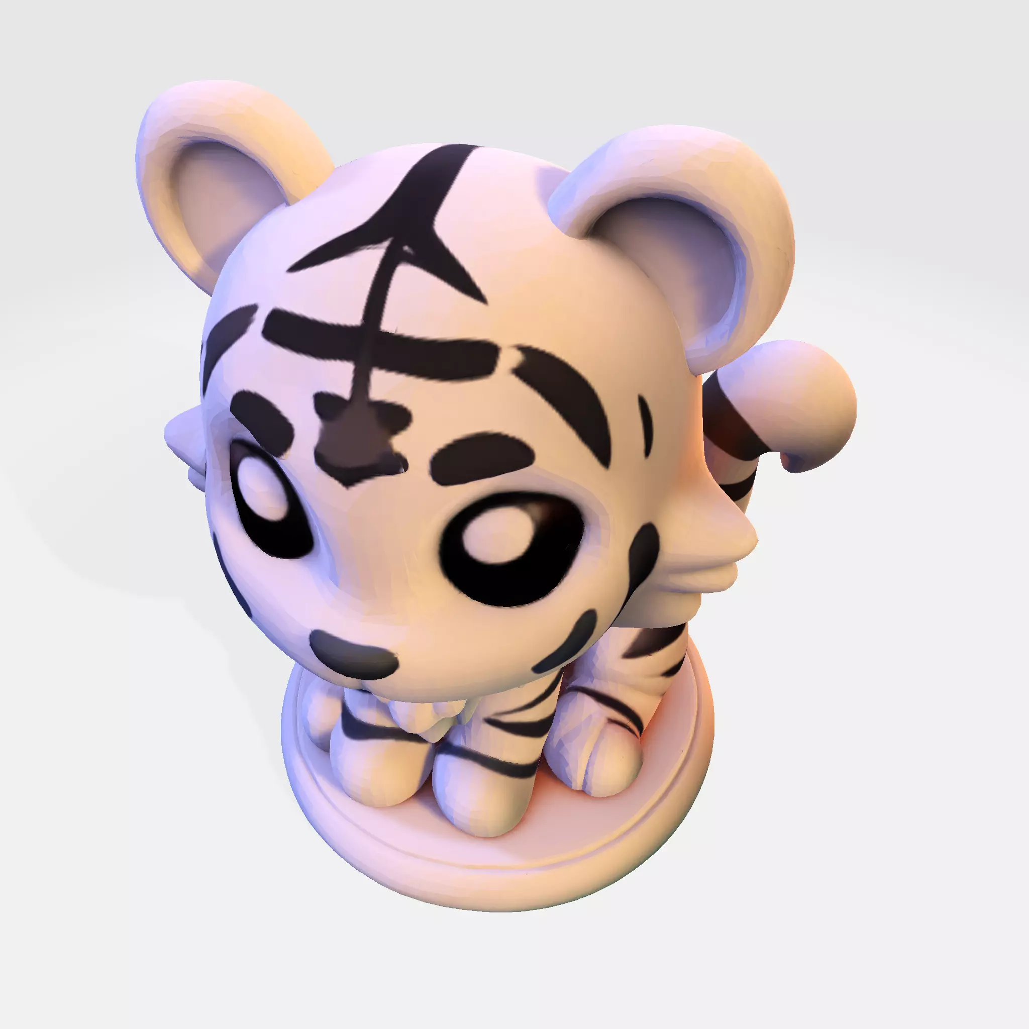 LowPoly White Tiger Cub 3D print model_8