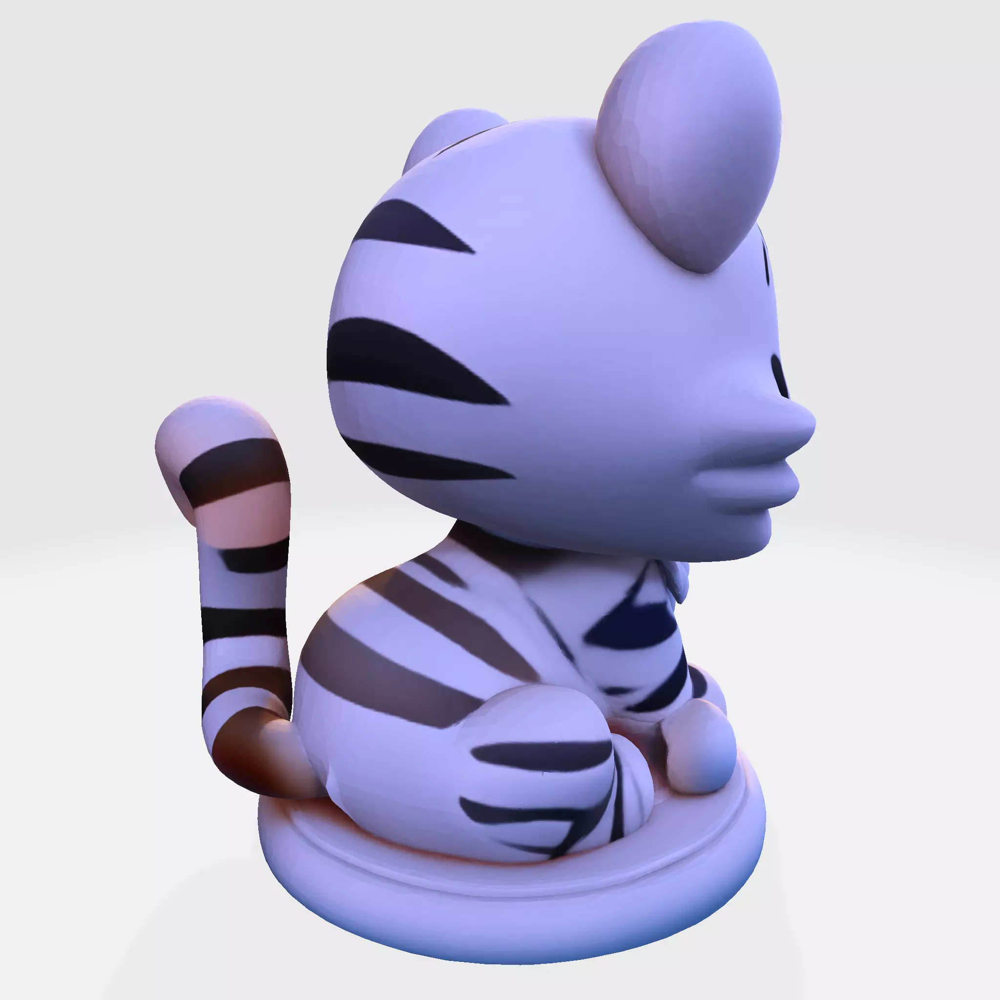 LowPoly White Tiger Cub 3D print model_5