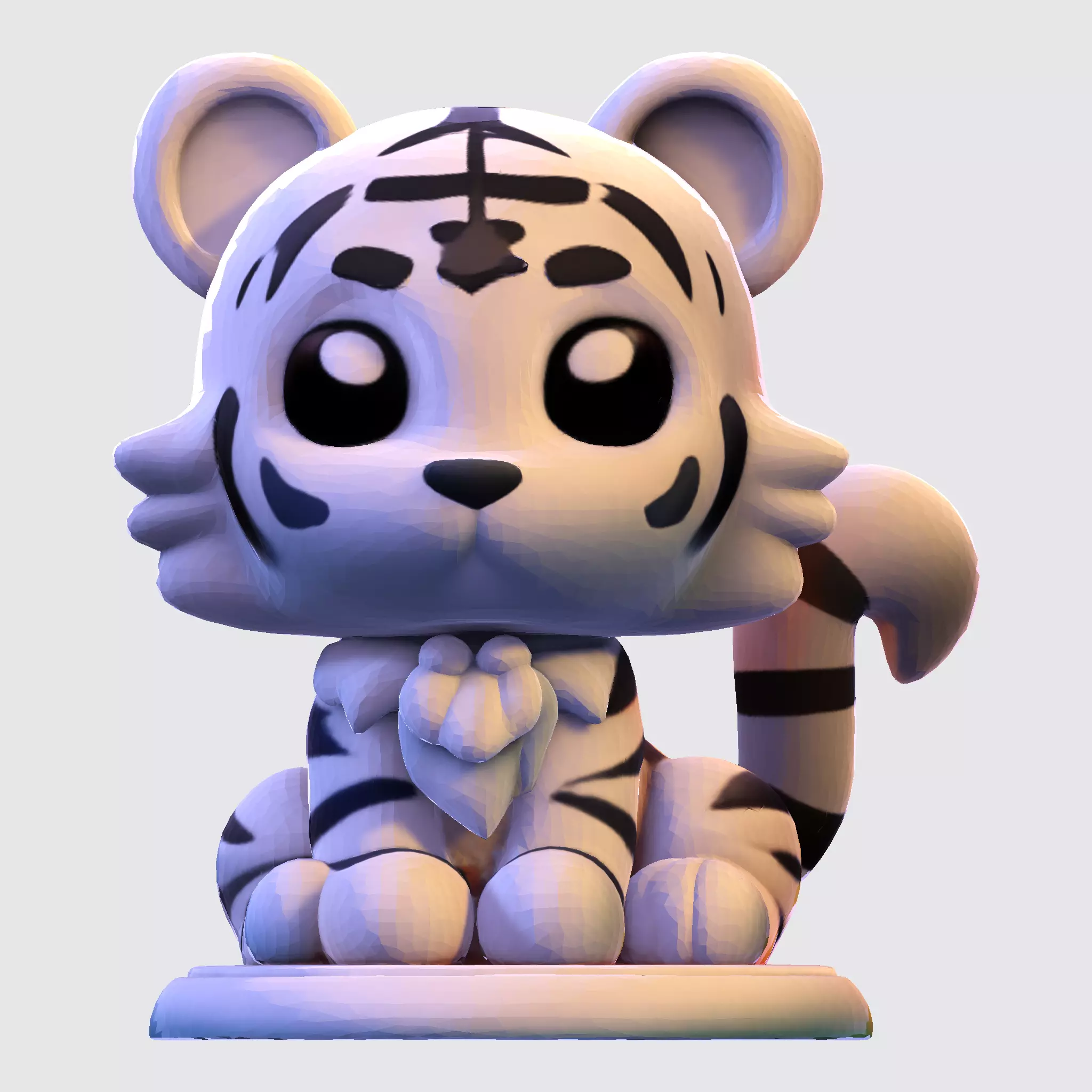 LowPoly White Tiger Cub 3D print model_15