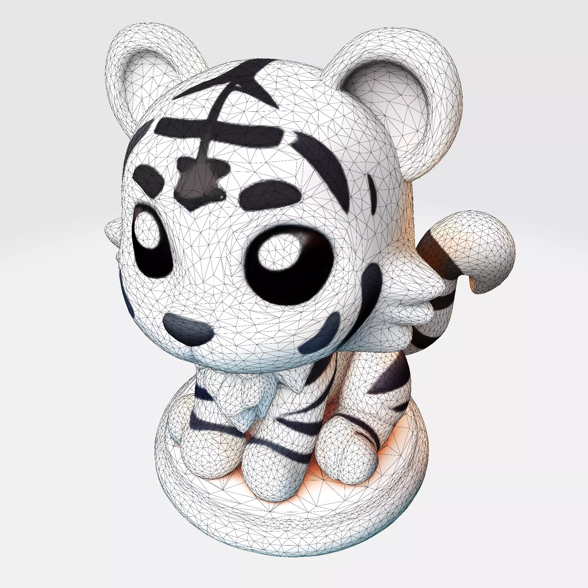 LowPoly White Tiger Cub 3D print model_21