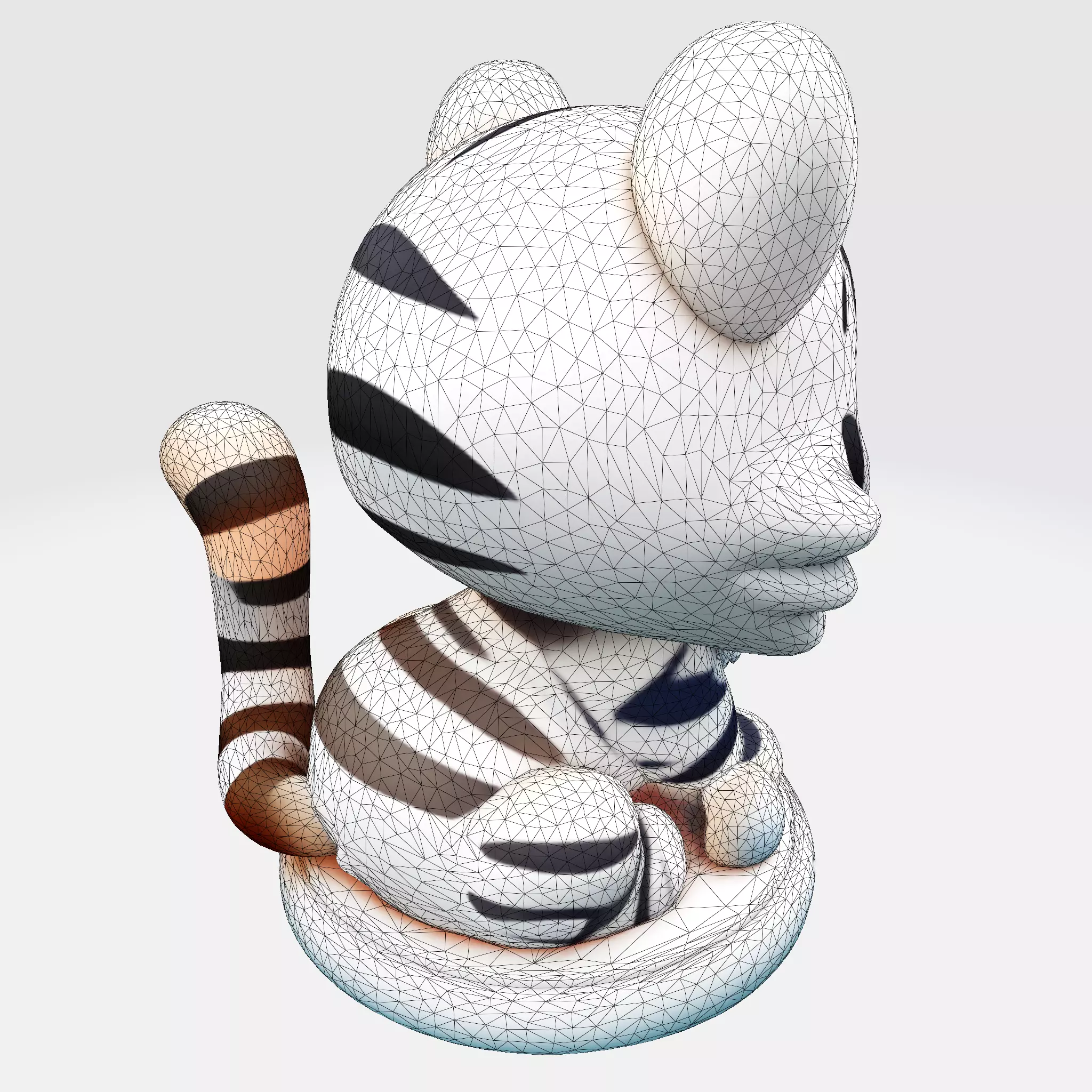 LowPoly White Tiger Cub 3D print model_26