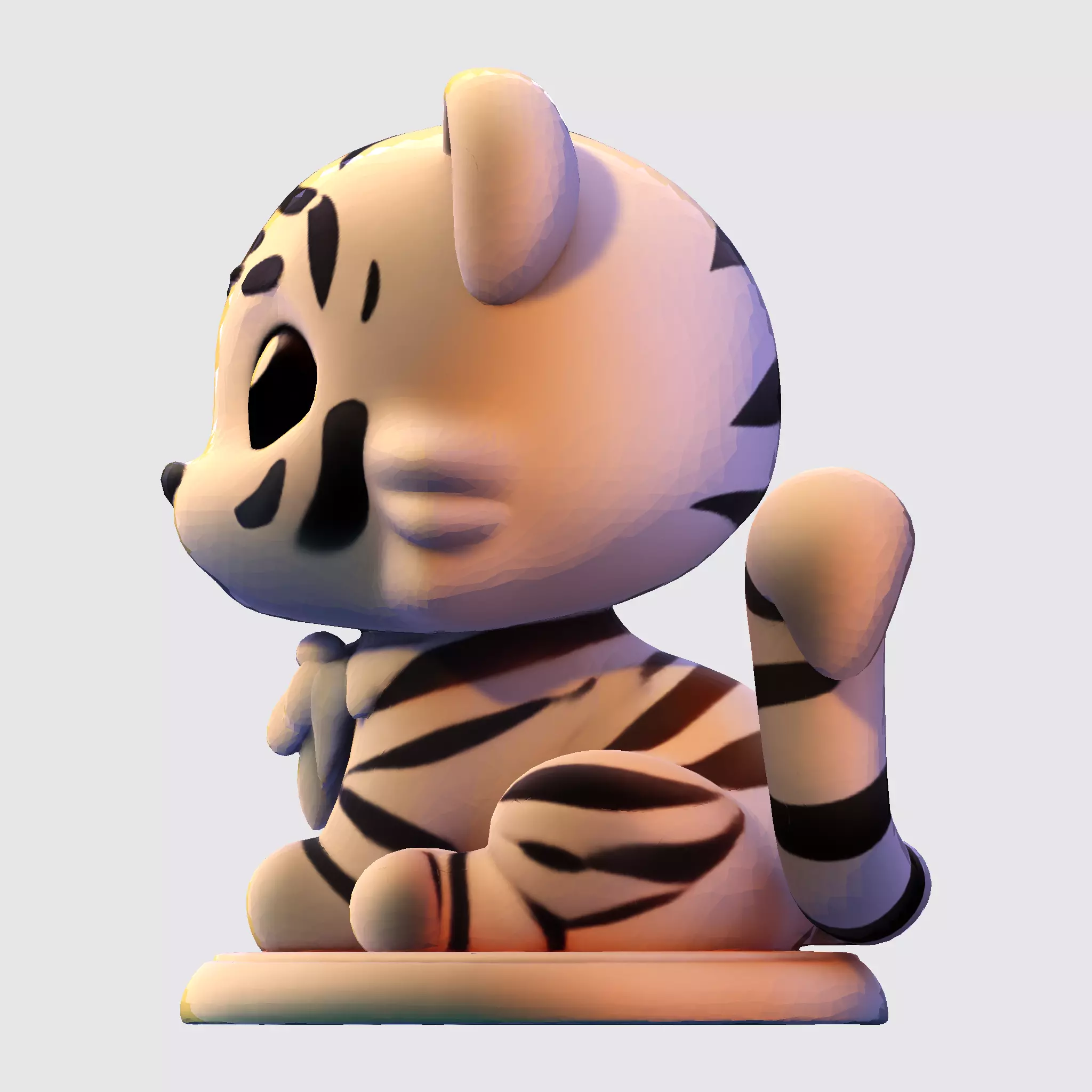 LowPoly White Tiger Cub 3D print model_16