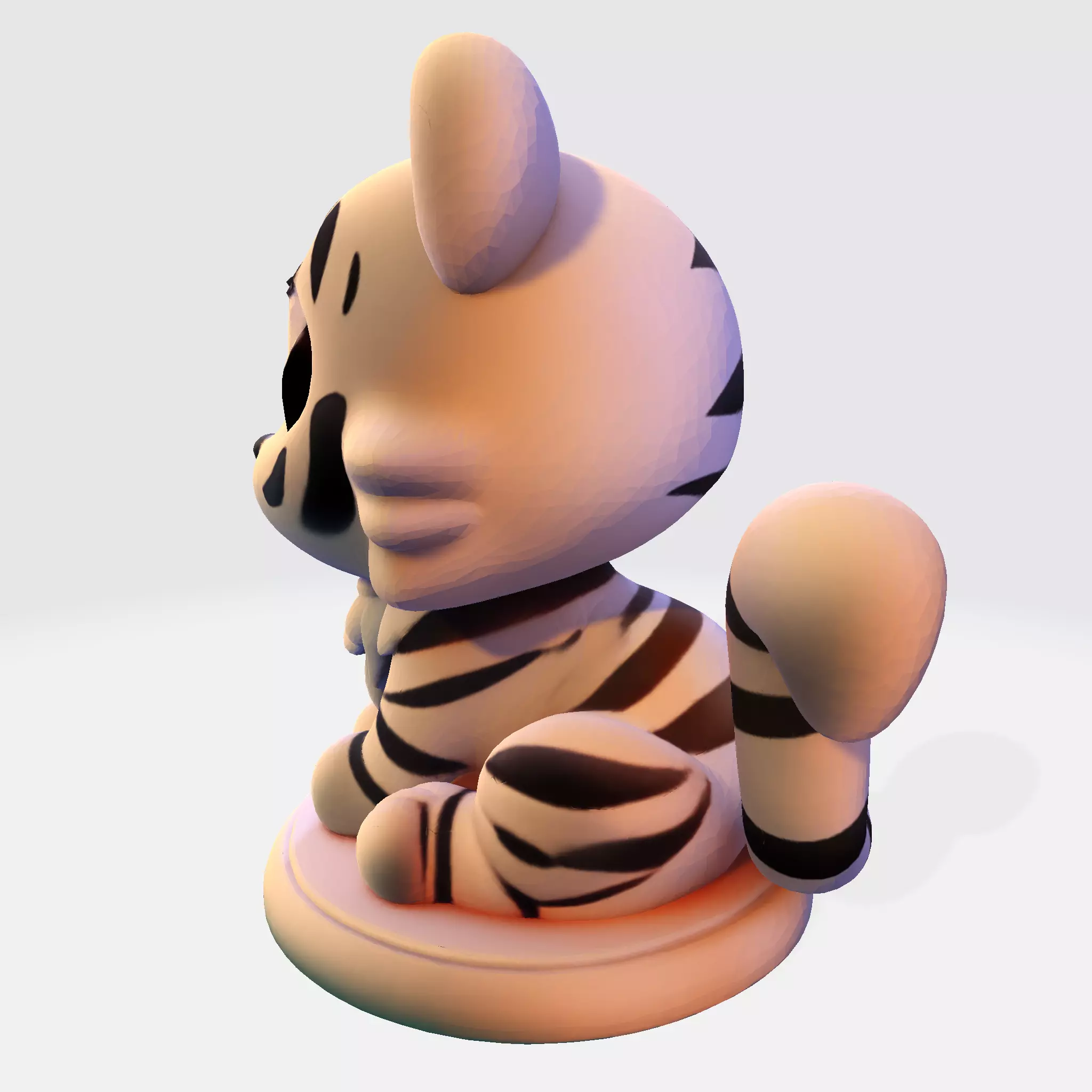 LowPoly White Tiger Cub 3D print model_2