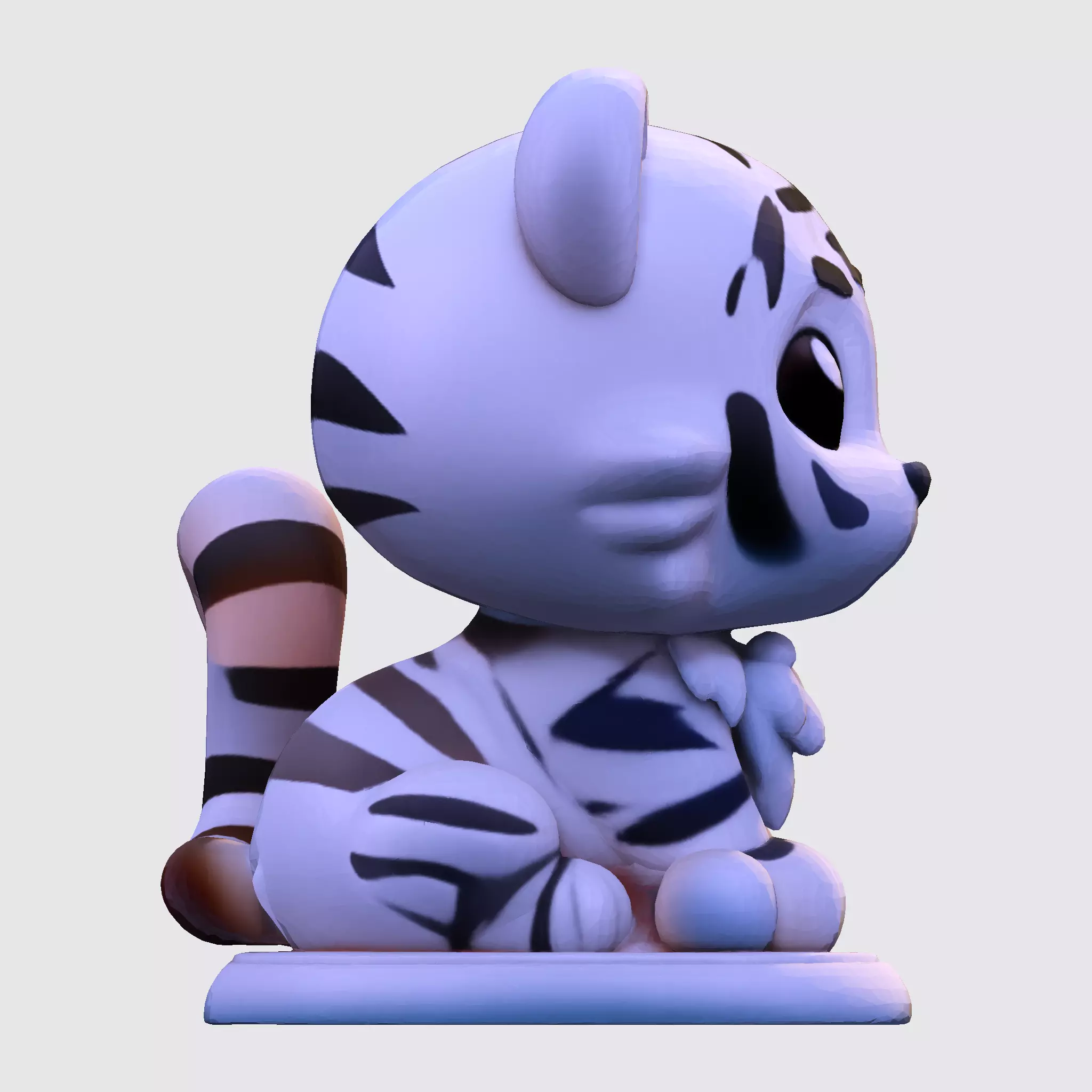 LowPoly White Tiger Cub 3D print model_18