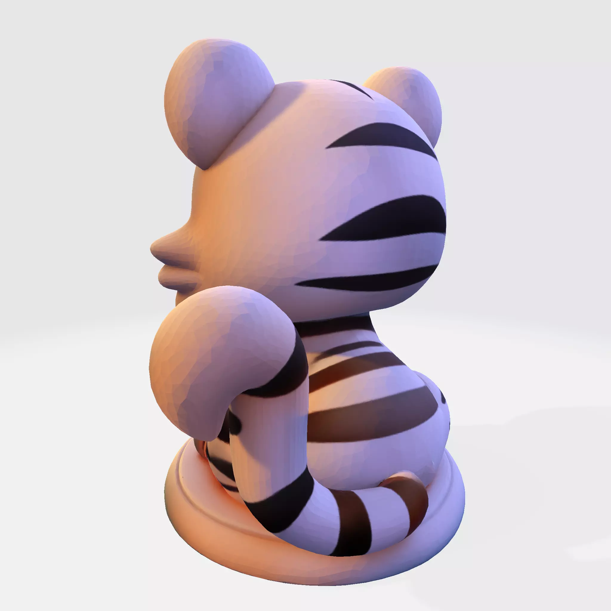 LowPoly White Tiger Cub 3D print model_3