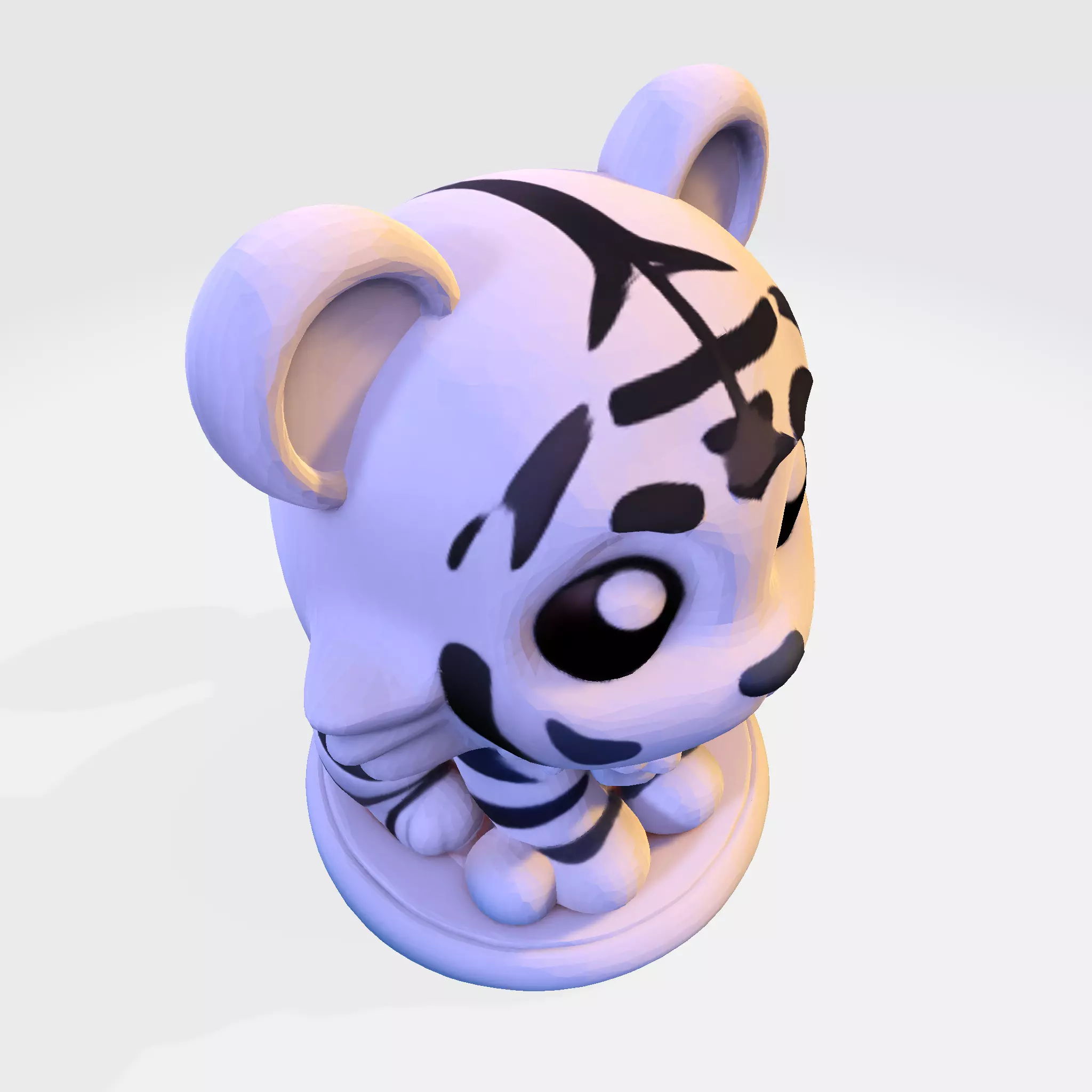 LowPoly White Tiger Cub 3D print model_7