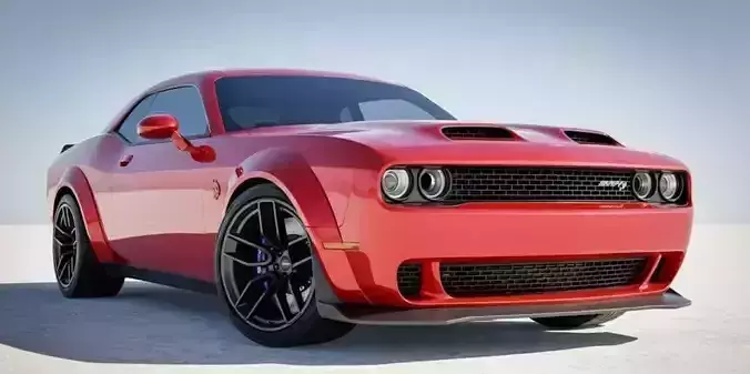 Powerful Red Dodge Challenger SRT Hellcat