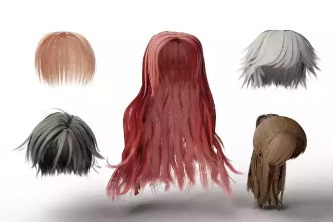 Stylized Hair Pack - Anime and Game Ready