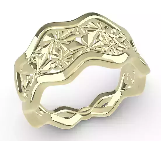 Floral Pattern Ring 3D STL and OBJ Jewellery File