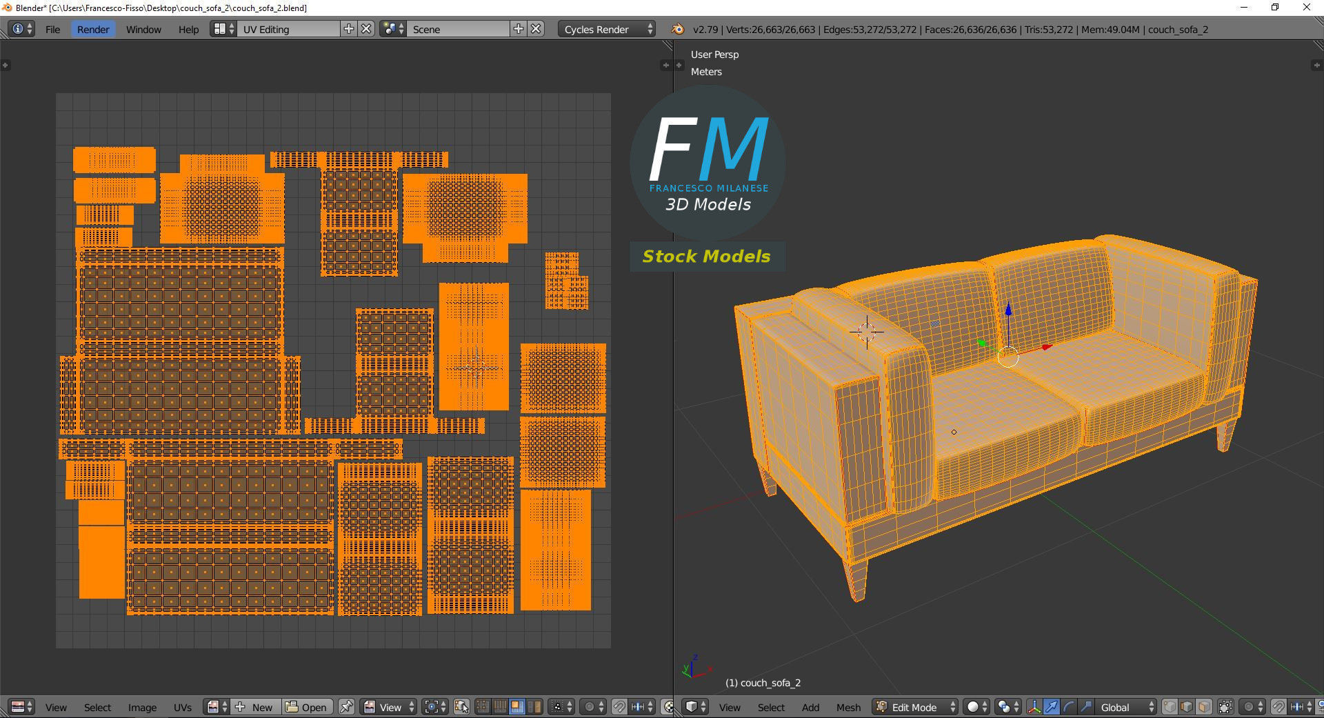 Couch Sofa 2 3D model_10