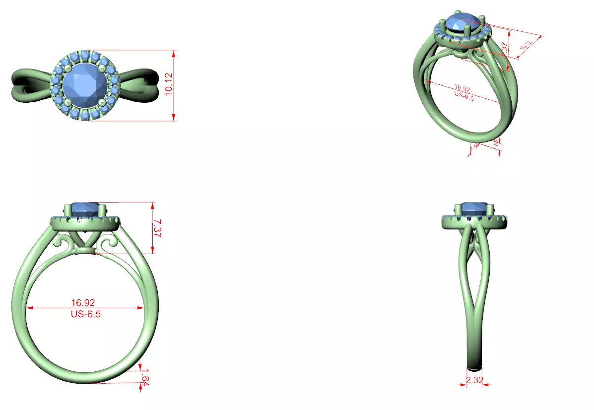 Solitaire Ring 3dm stl renders animation videos details  3D print model_1