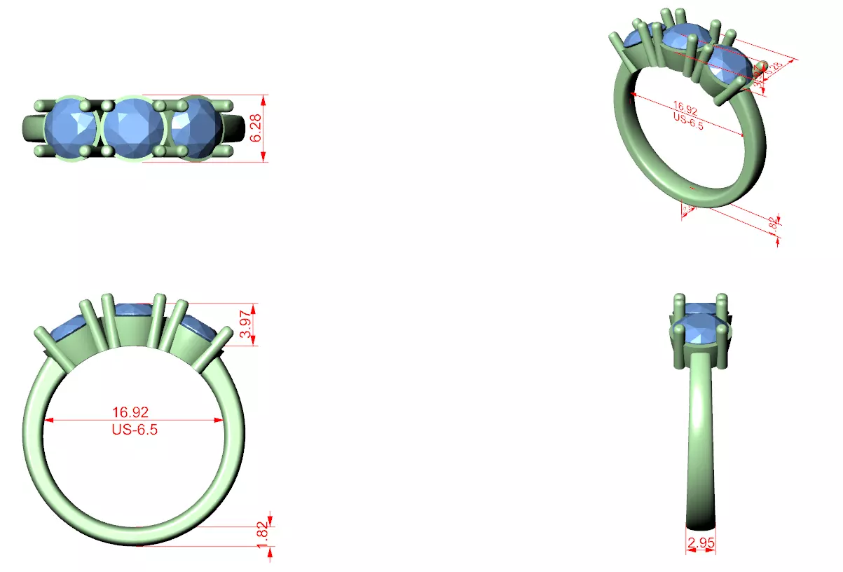 Solitaire Ring 3dm stl renders animation details 3D print model_1