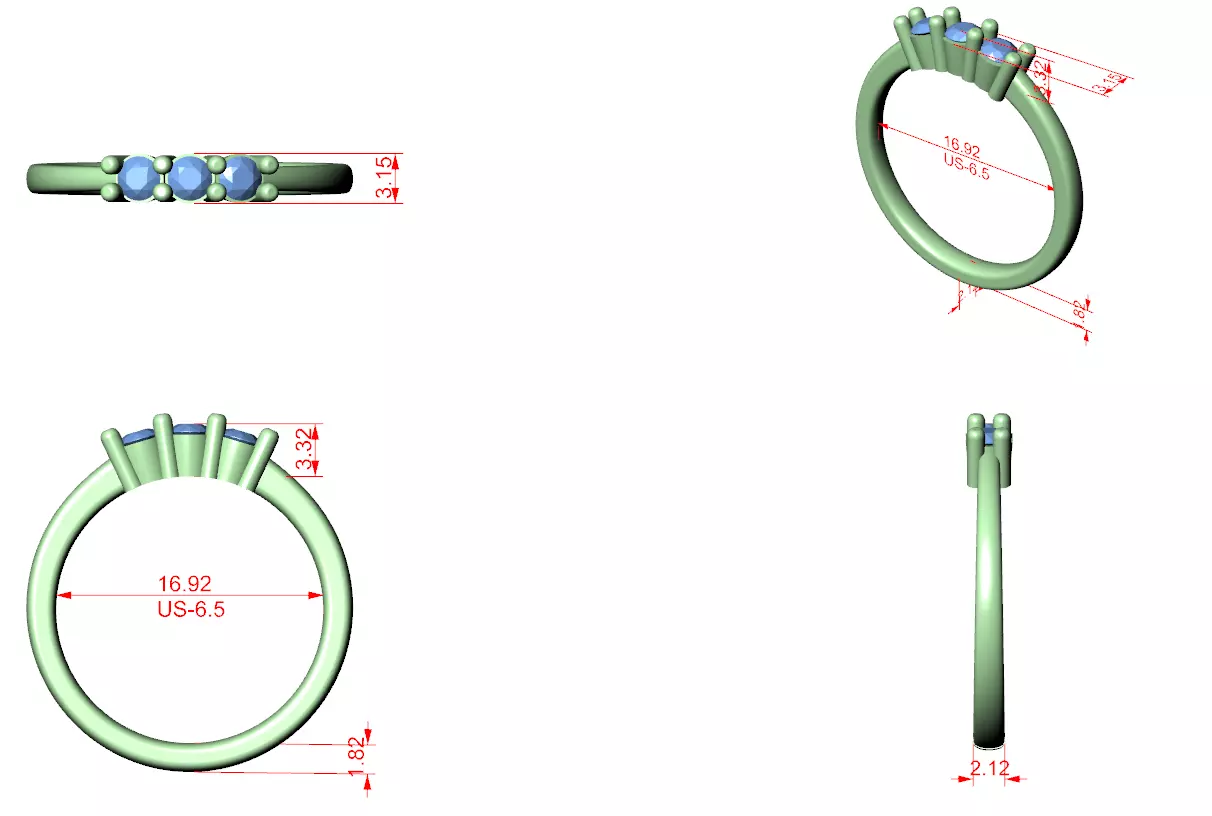 Diamond Ring 3dm stl renders animation details 3D print model_1