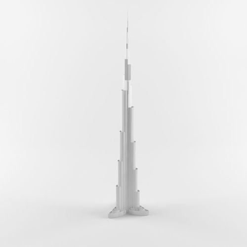 Burj Khalifa Low Poly  Low-poly 3D model