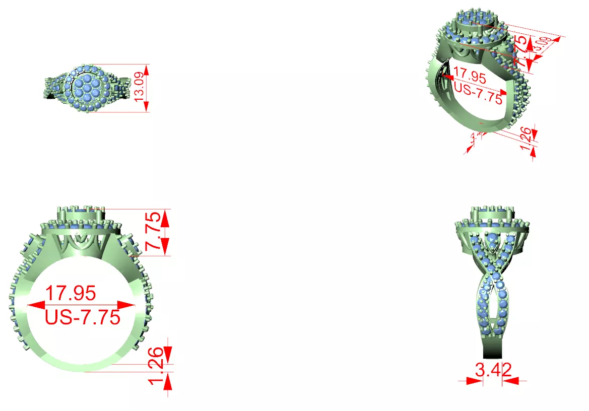 Diamond Ring 3dm stl renders animation videos details  3D print model_1