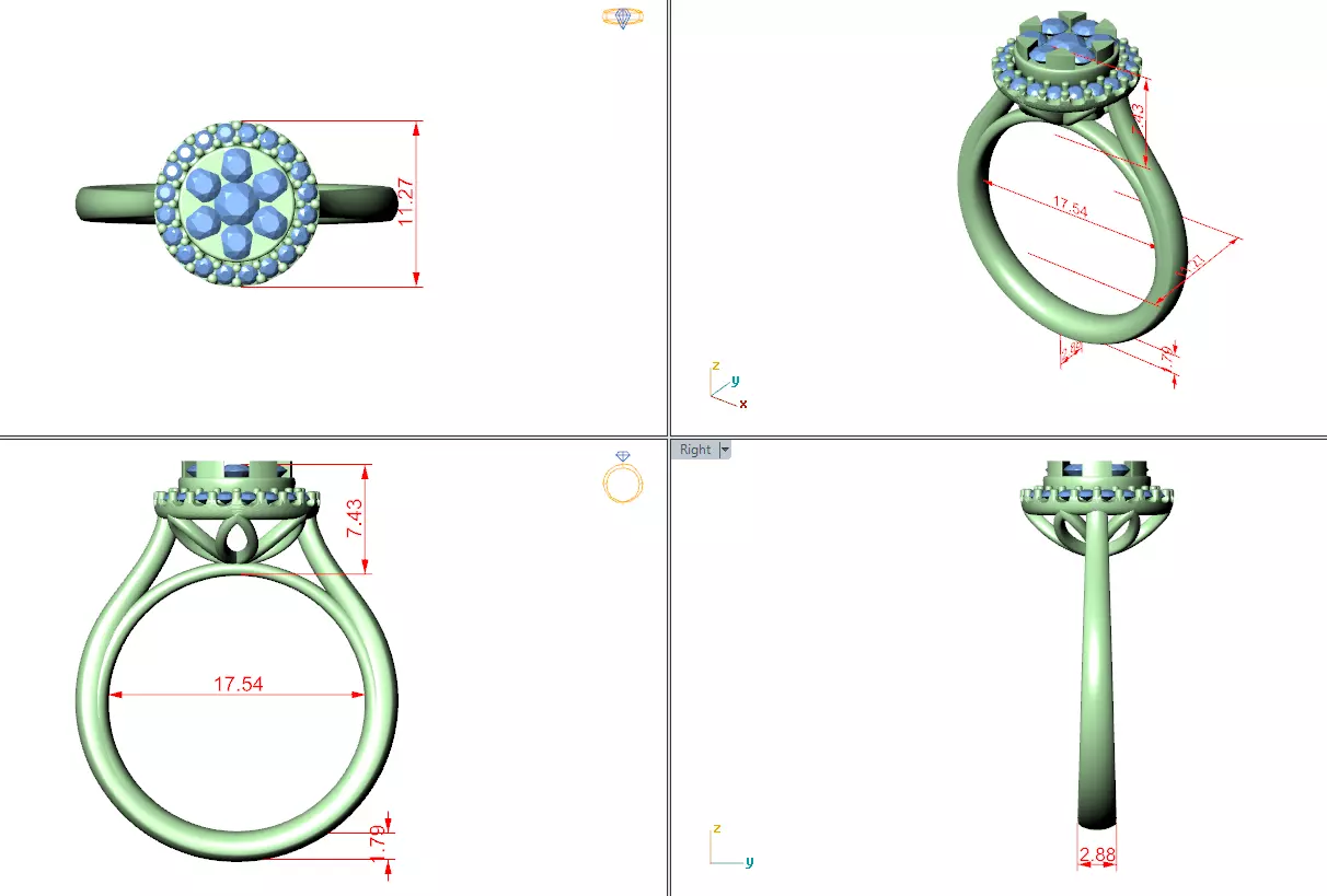 Diamond Ring 3dm stl renders animation videos details 3D print model_3