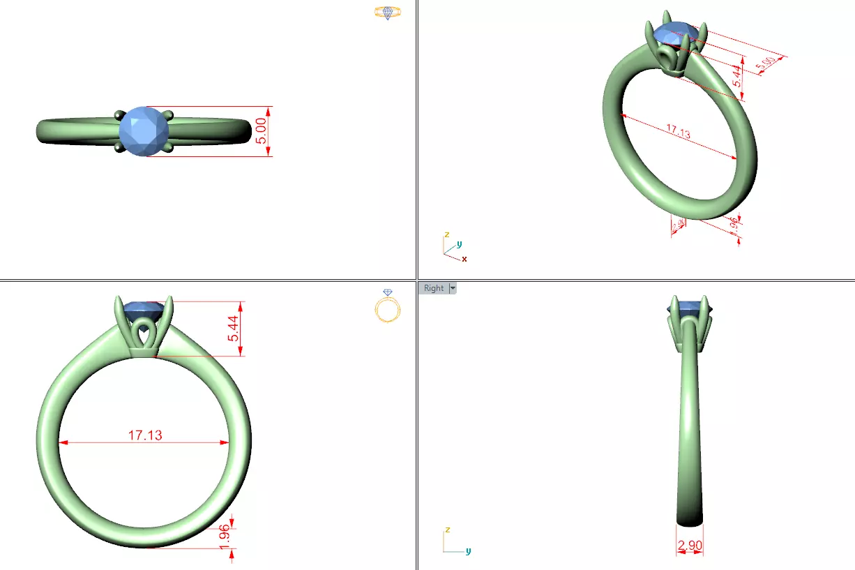 Solitaire Ring 3dm stl renders animation videos details  3D print model_1
