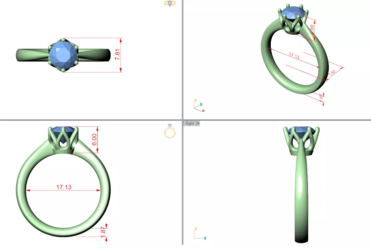 Solitaire Ring 3dm stl renders animation videos details 3D print model_1