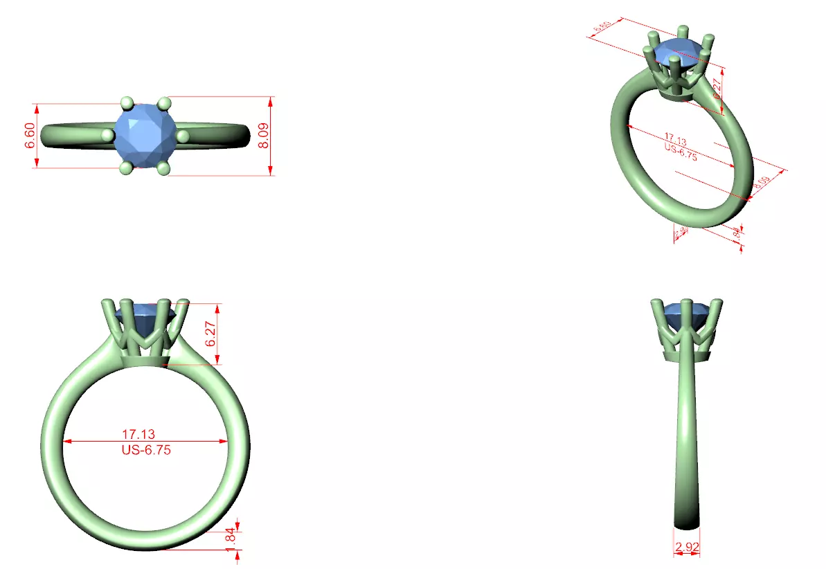 Solitaire Ring 3dm stl renders animation videos details 3D print model_1