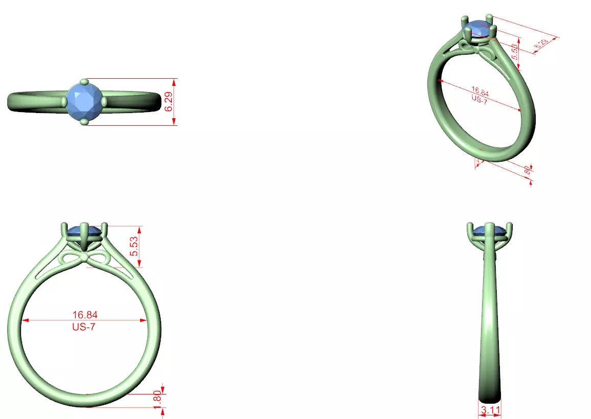 Solitaire Ring 3dm stl renders animation videos details 3D print model_1