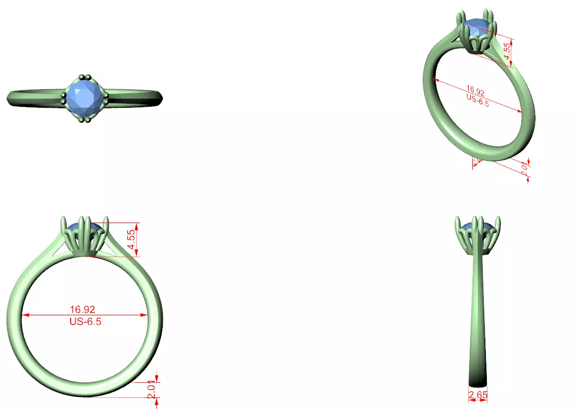 Solitaire Ring 3dm stl renders animation videos details 3D print model_1