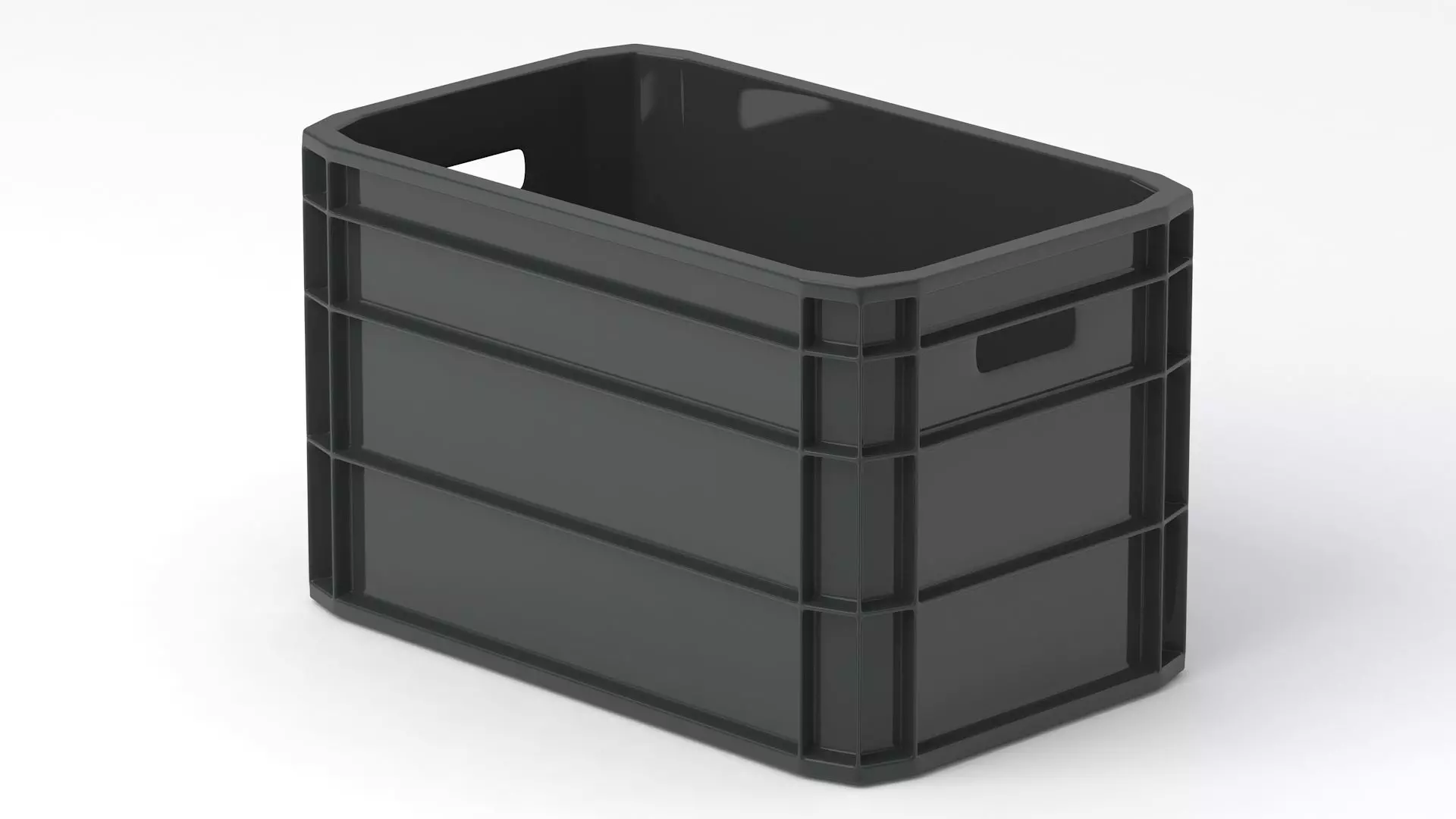 Portable Plastic Crate Black 3D model_2